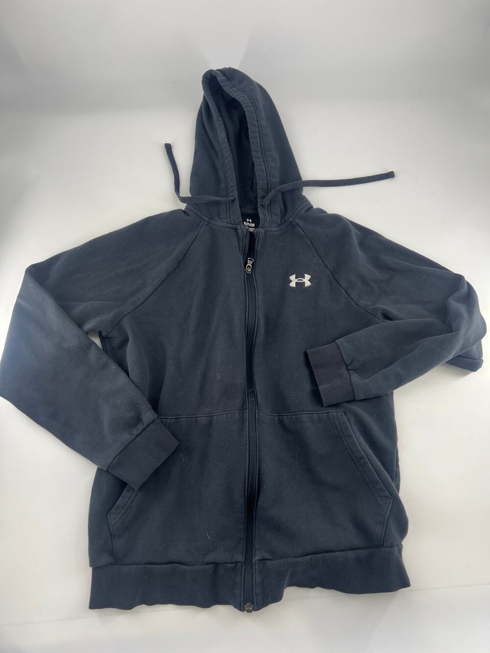 Under Armour Sweatshirt Mens Small Black Zip Up Sports Active Hooded Long Sleeve